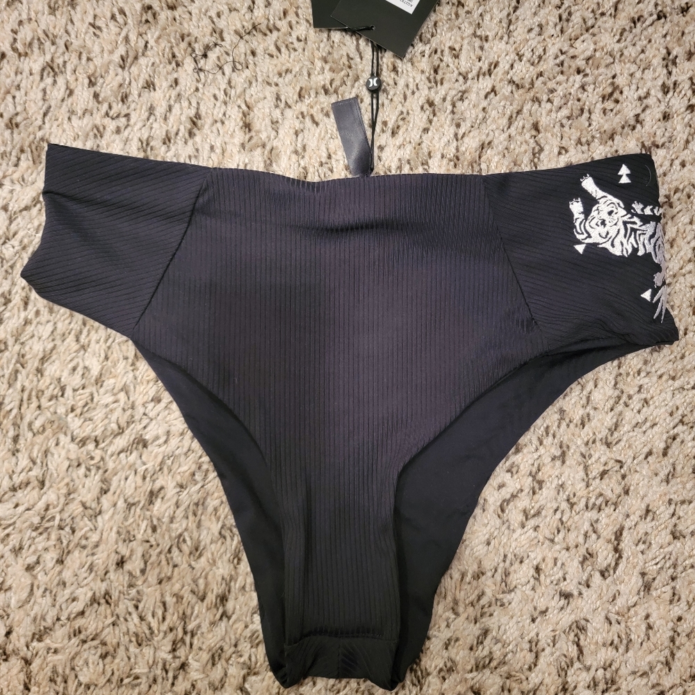 Hurley Women's Quick Dry Embroidered High Waisted Bikini Bottom